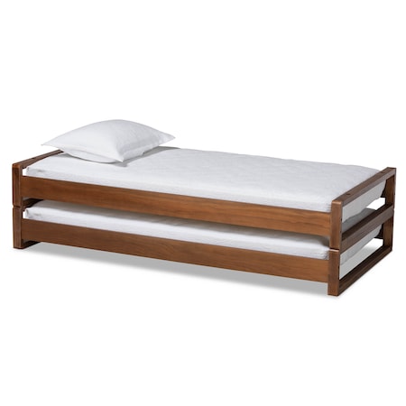 Baxton Studio Klara Walnut Finished Wood Expandable Twin Size to King Size Bed Frame 168-10730